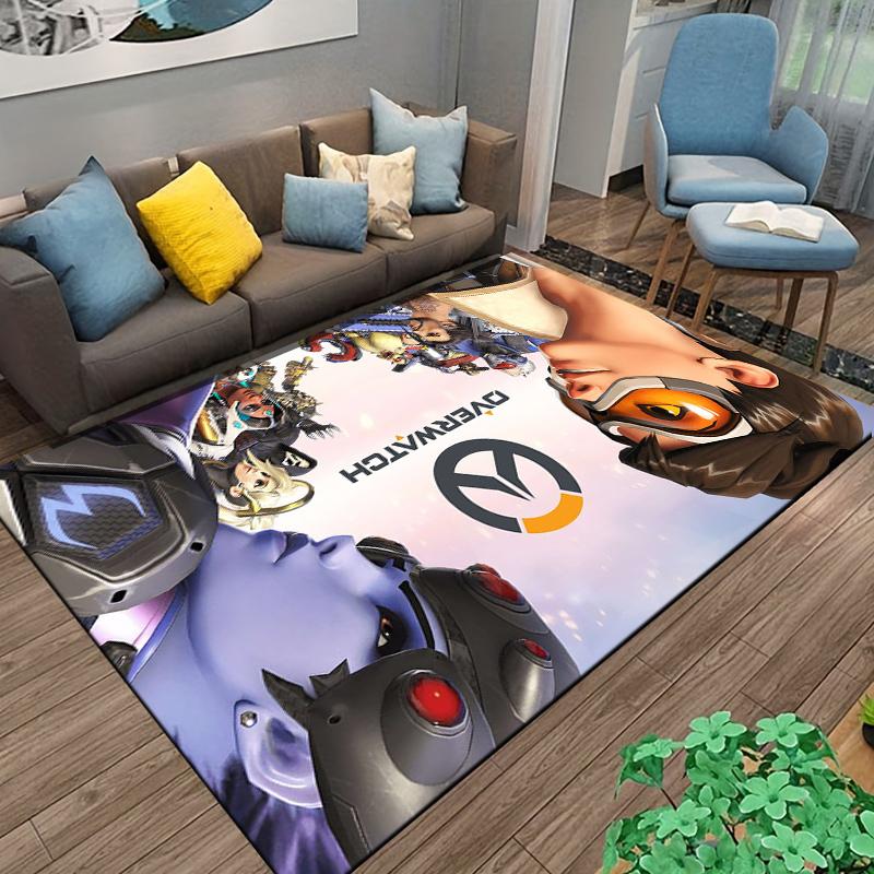 Overwatch Faction Printed Flannel Carpet Non-Slip Suitable for Bedroom, Living Room, Children's Room Decoration
