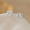 New Trendy Micro-inlaid Design Love Stud Earrings Women's Niche Simple Versatile Earrings Fashion Daily Trendy Earrings Wholesale