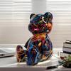 Schreibtischstatue Harz Sitzender Bär Skulptur Trendige Miniaturpuppe Heimdekoration Für Garten Feiertagsmöbel Schlafsaal Schrank