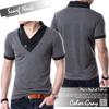 Make 2 Be Slim Short Sleeve with Casual Shirt MF01 Short V-Neck T-Shirt Scarf-Style Detail, (Size 15, Sleeve, Gray, XXXXL)