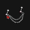 Trendy European & American Titanium Steel Double Chain Heart Zircon Ear Cuff Earrings for Women