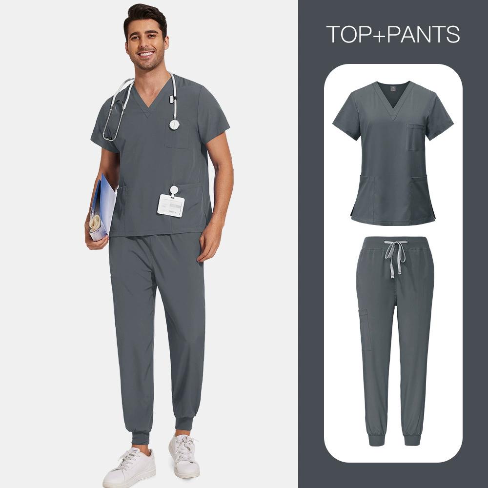 

Scrubs Men Wholesale Scrubs Uniforms Medical Jogger Set Nurses Accessories Dental Clinic Pet Grooming Scrub Top Pants Sets XS