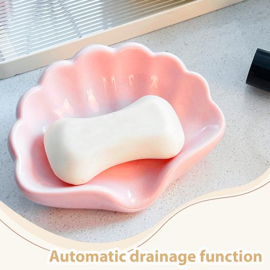 1/2 szt. Mydelniczka w kształcie muszli, bez odpływu, kompaktowy rozmiar, plastikowa, z funkcją automatycznego odprowadzania wody, łazienkowa półka na mydło