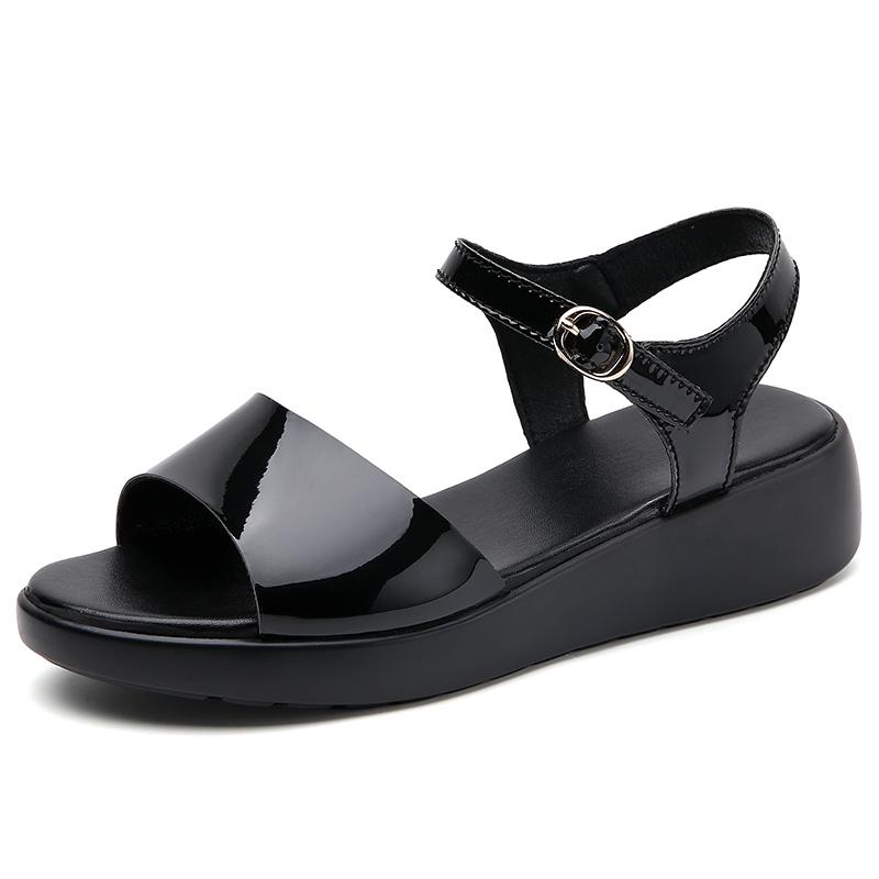 

Модные летние женские сандалии Золотые кожаные удобные повседневные сандалии 35 чёрный