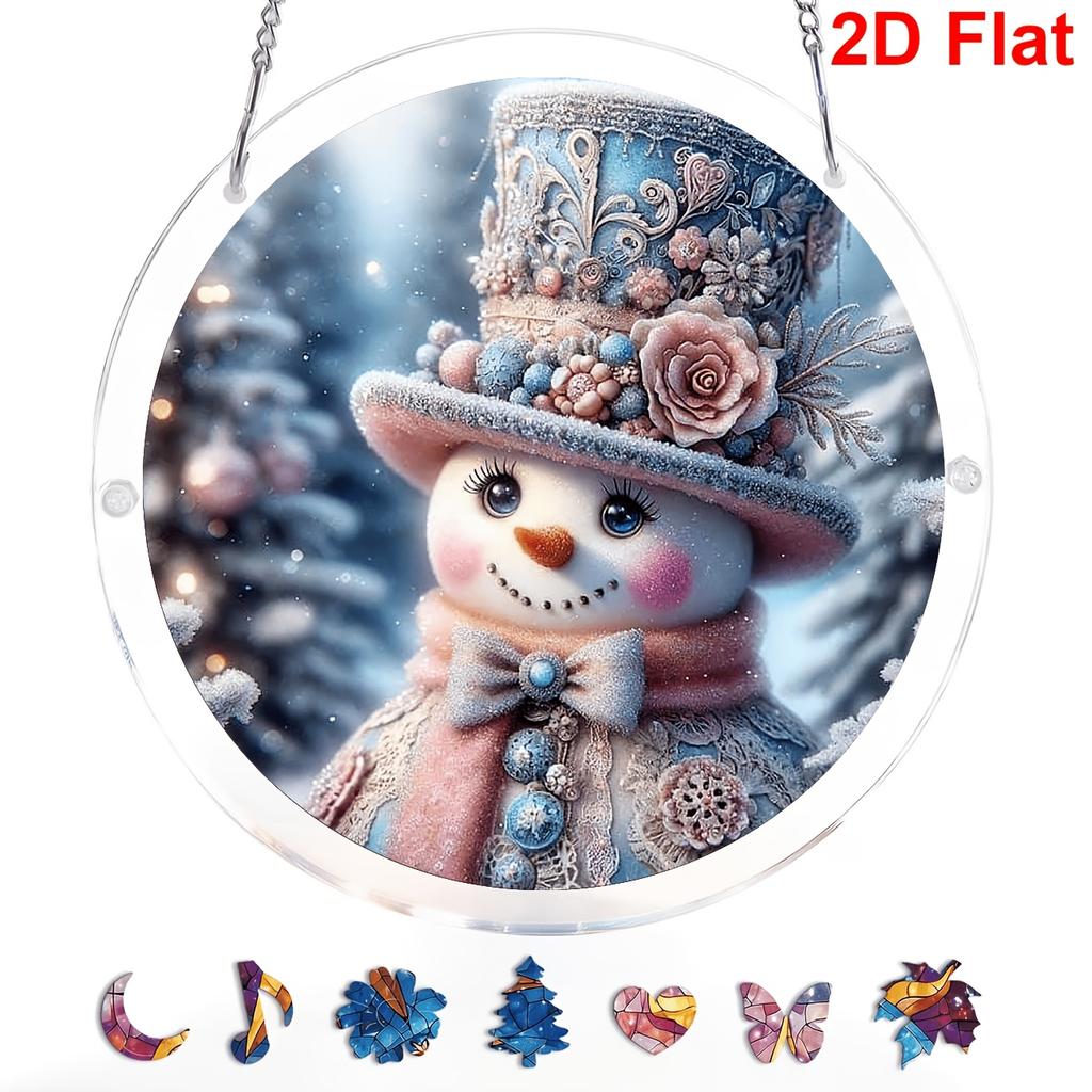 2D Flat, 1pc, 2D Flat - Acrylic Jigsaw Puzzle - Suncatcher - Three-Layer Acrylic - Middle Layer Is a Jigsaw Puzzle - Stained Glass Effect Window Hangi