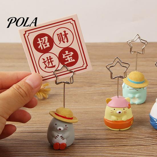 Waterproof Note Holder Desktop Memo Clip Stand, Cartoon Animal Message Holder, Cute Resin Base Photo Hand-painted Display Clip, Table Number Name Card