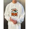 Men's Halloween Pumpkin Cherry Print Casual Sweatshirt - Long Sleeve Crew Neck, For Sports And Daily Wear.