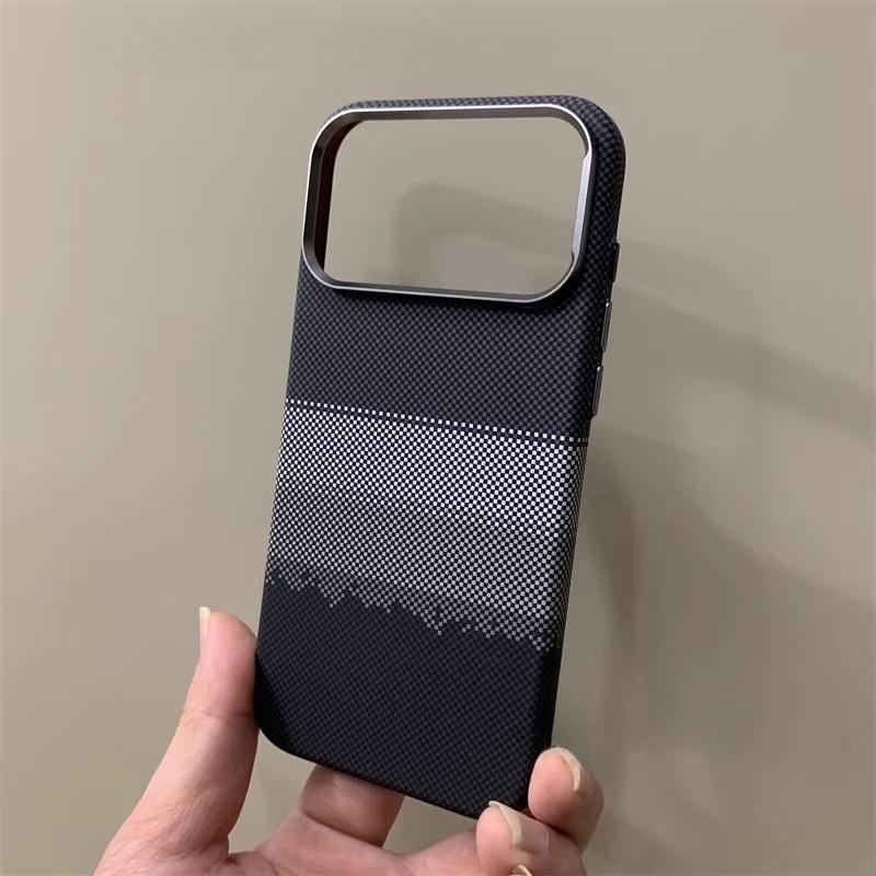 

Magnetic Magnets Back Case for iPhone 17 16 Pro Max Hard PC Carbon Fiber Texture Cover Charging Alloy Lens Camera Protector Capa iPhone 15 Pro Max