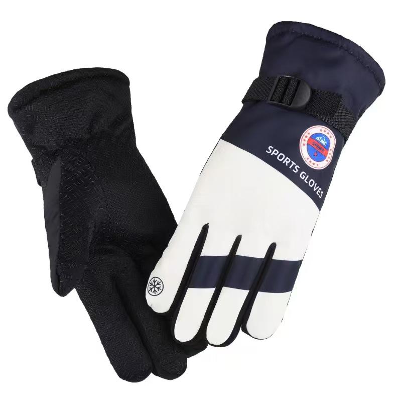 Popular Unisex Warm Waterproof Touchscreen Leather Cycling Gloves - Plush, Thick, Windproof for Winter