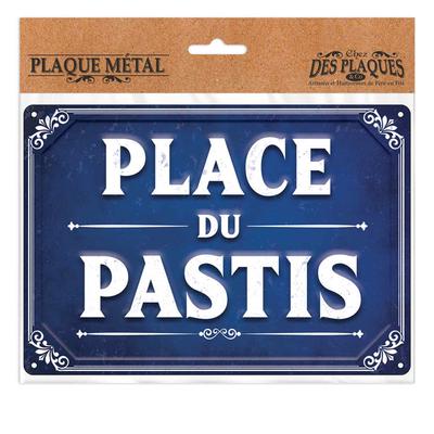 [R1102] - Metal Plate 'Place Du Pastis' Navy - 20x14 Cm