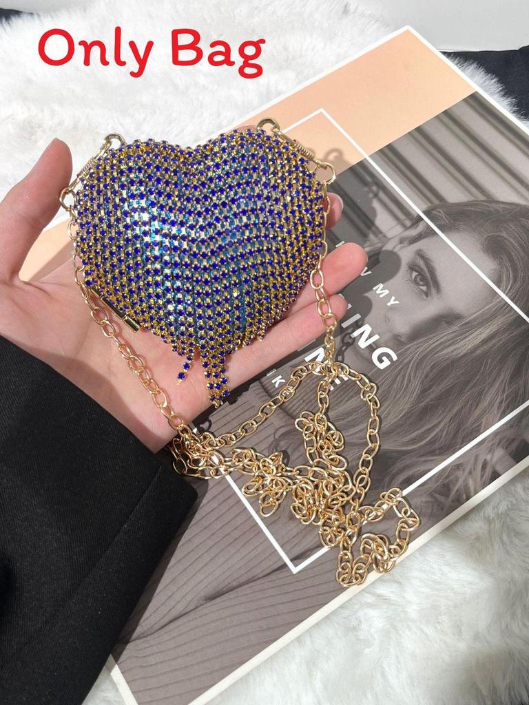 Mini Borsa a Mano a Forma di Cuore d'Amore con Decorazioni di Diamanti Acqua Scintillante per Uso Quotidiano