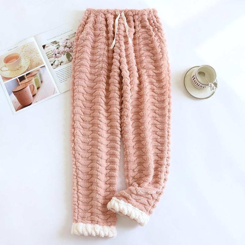 

2025 Осень/Зима Новые женские спальные брюки из утолщенного флиса и бархата Длинные брюки Маленькие полумесяцы Большие домашние брюки для женщин XL