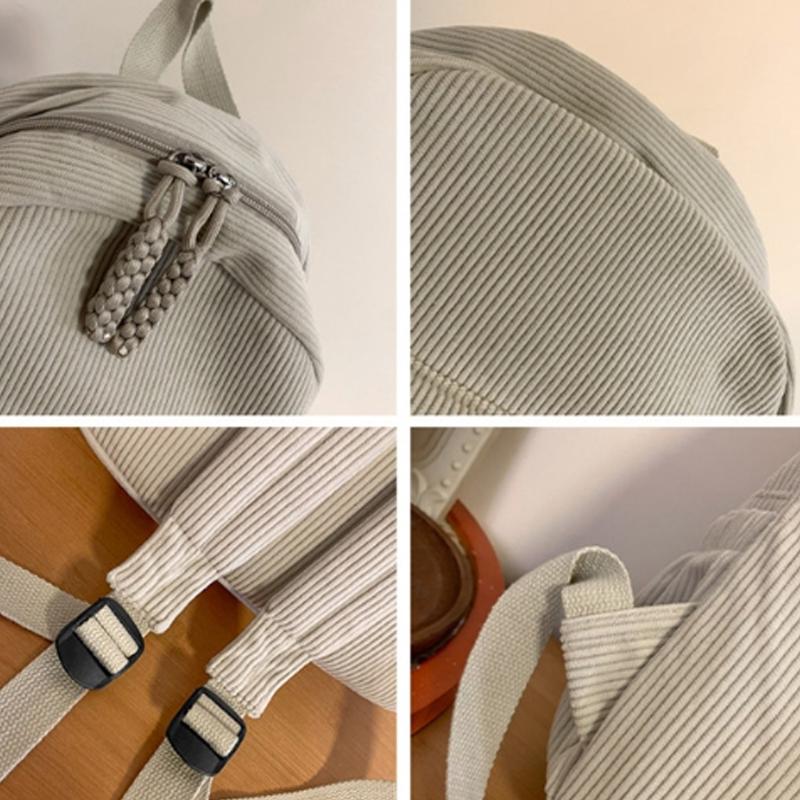 Mochilas Femininas de Veludo Cotelê Japonês Vários Bolsos Mochila de Viagem Mochila Escolar da Moda Volta às Aulas