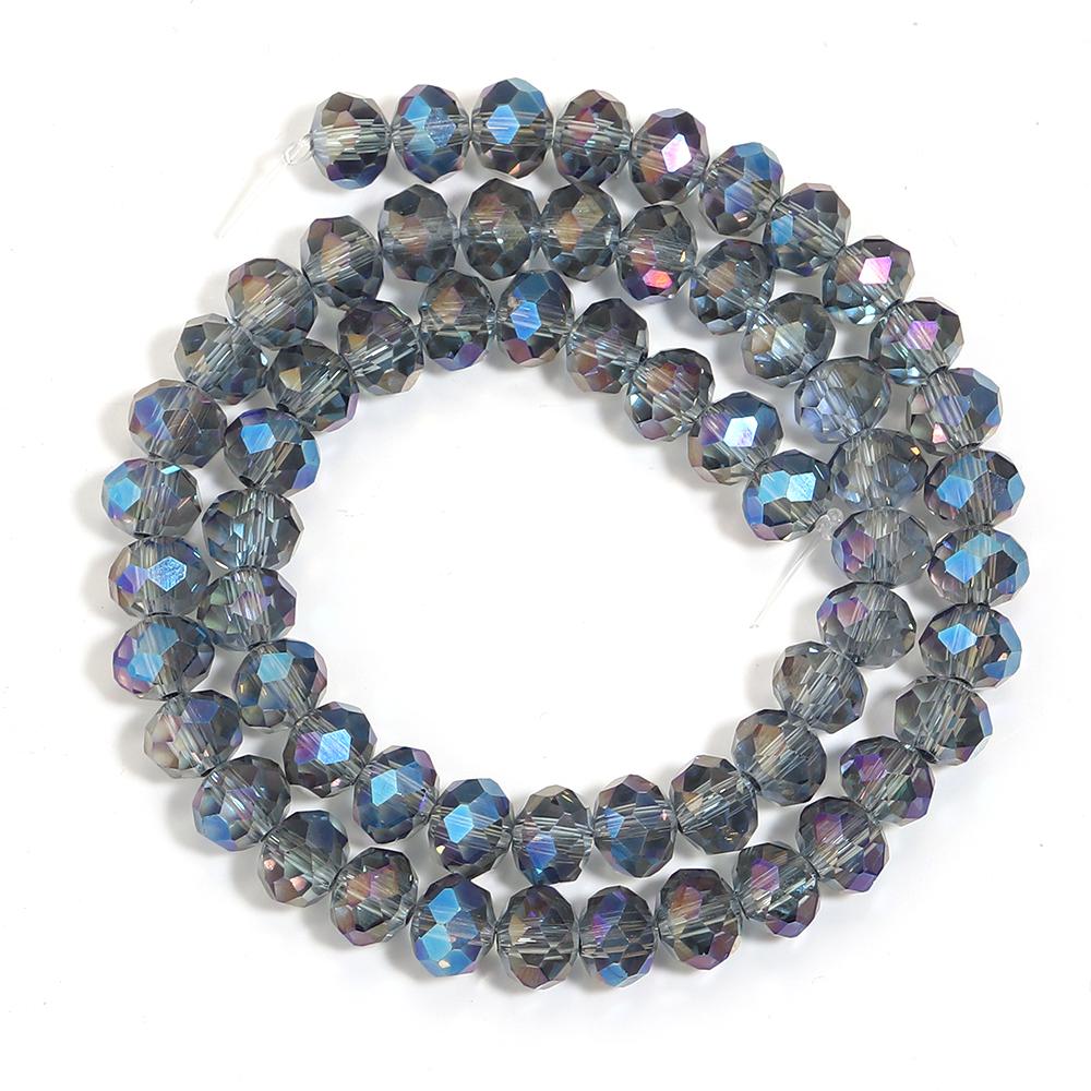 4/6/8mm Faceted Crystal Beads Transparent Blue Rondelle Glass Loose Beads for Jewelry Making DIY Bracelets Necklace Accessories