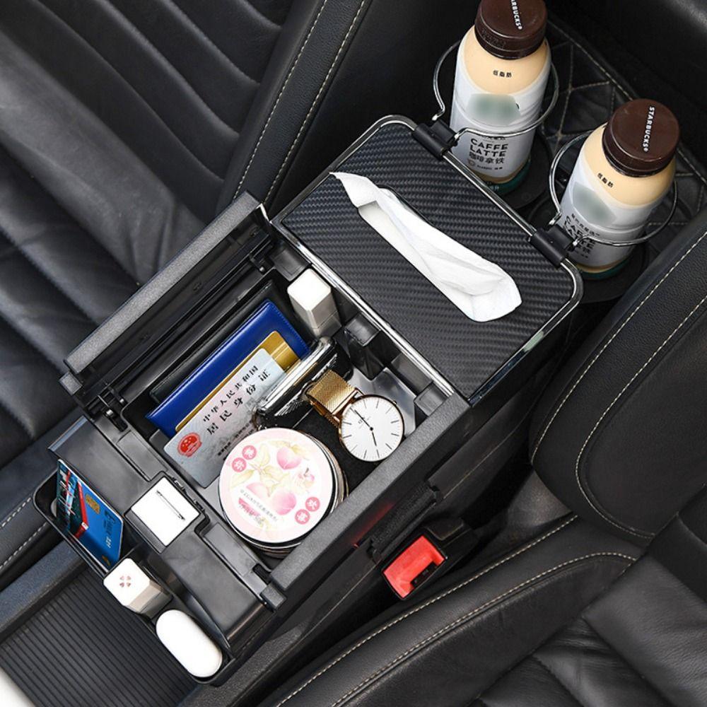 Wear Resistant Car Armrest Storage Box with Cup Holder Car Elbow Support Pad Driving
