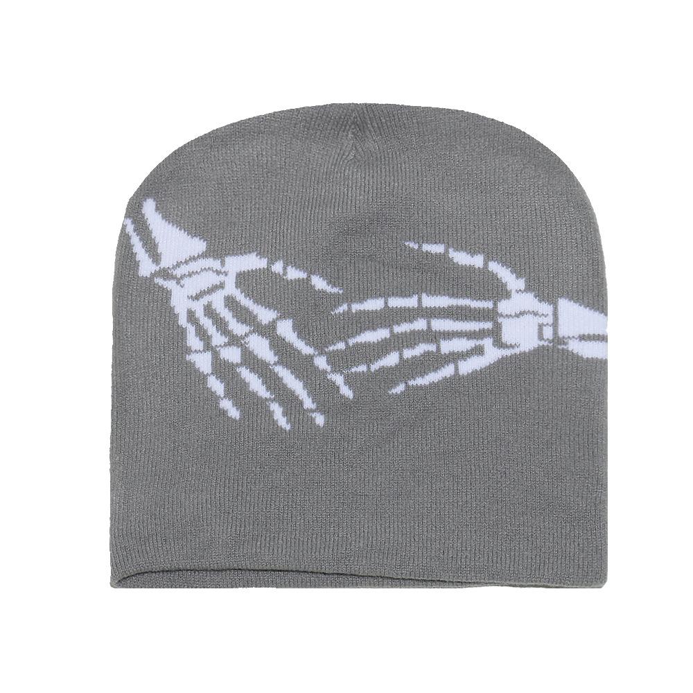Winter Hat Men's Hip Hop Punk Style Warm Wool Hat Street Halloween Skull Ghost Claw Jacquard Knitted Hat Men's and Women's