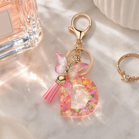 Heart Keyring Keychain Pendant Epoxy Resin Pink 10.7 Cm/4.21 In 1 Pc