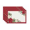 4pcs DOKRIY Christmas Poinsettia Placemats Suitable for Christmas Table Setting - & Poinsettia Rectangular Table Mats, Indoor/Outdoor Holiday Dining D