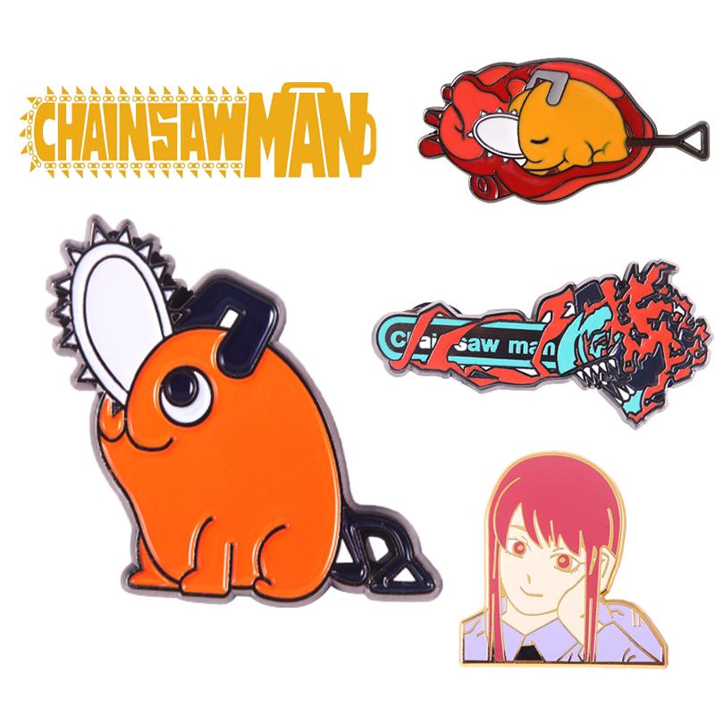 Man Pochita Chainsaw Metal Badge Makima Bag Pin Cosplay Props Clothing Accessory