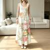 U-Neck Floral Sleeveless Maxi Dress,Lightweight Flowy Fabric,Loose Fit,Ideal for Beach Vacations & Summer Casual Wear,Chic & Elegant