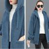 Modische Damen Oberbekleidung aus Imitat-Lammwolle, Lockerer Hoodie im koreanischen Stil für Frühling und Herbst, Plüsch-Oberbekleidung für Damen, Freizeit-Oberbekleidung