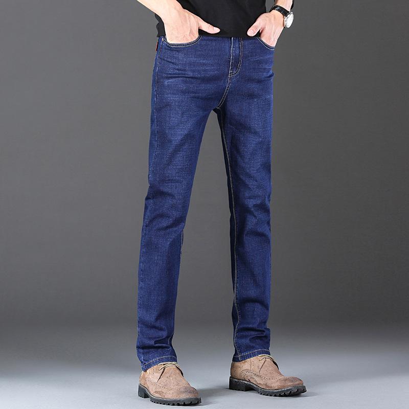 Men's Summer Ice Silk Thin Straight Loose Jeans, Elastic Business Casual Pants