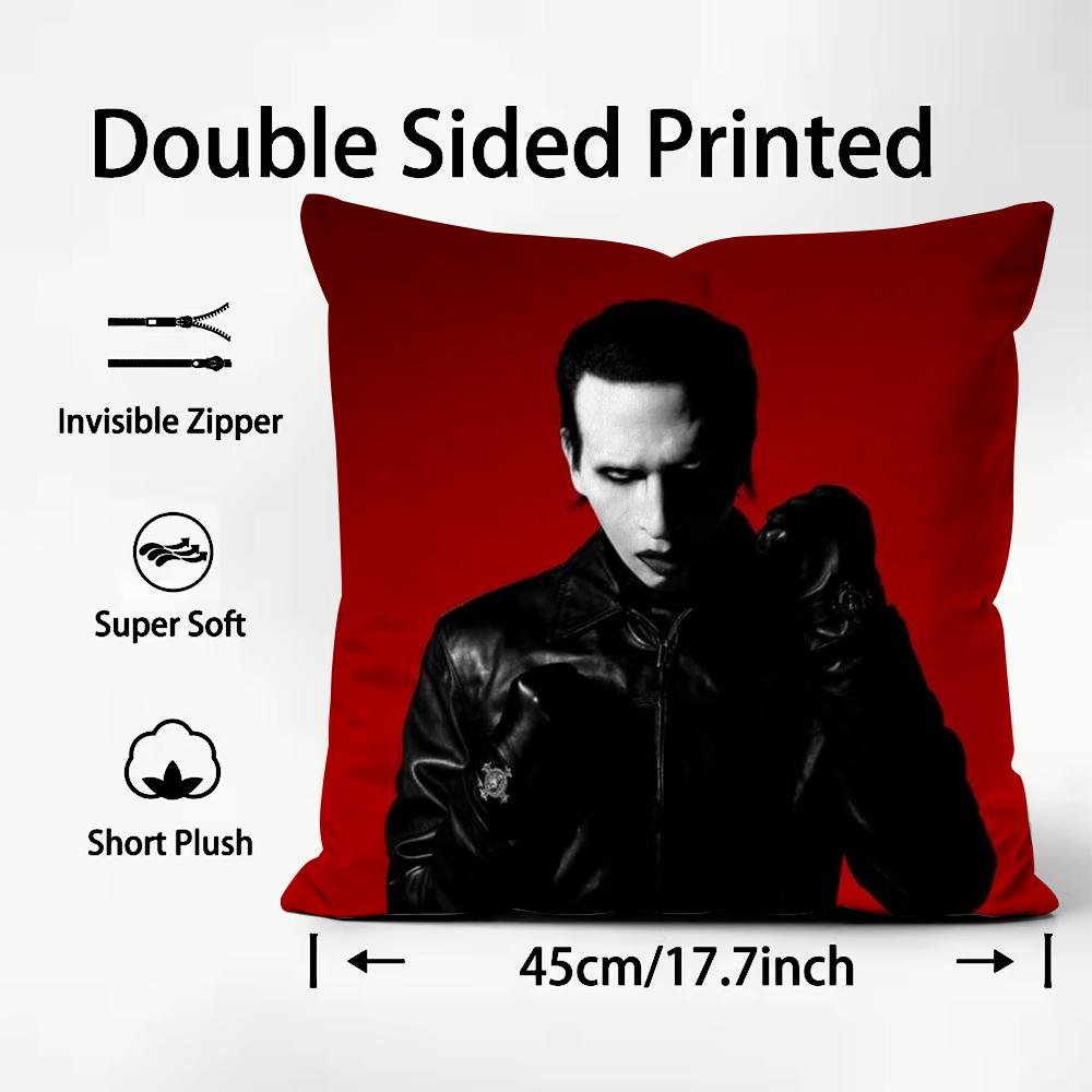 Singer MMarilyn MManson Cushion Cover Plush Fabric Soft DoubleSided Printed Sofa Warm Winter Home Child Gift Pillow Case