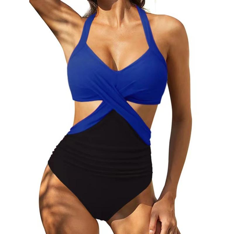 

2026 Solid Printed Swimwear Women Halter One Piece Swimsuit Female Swimming Monokini Suit Padded Beachwear Bodysuit Summer S