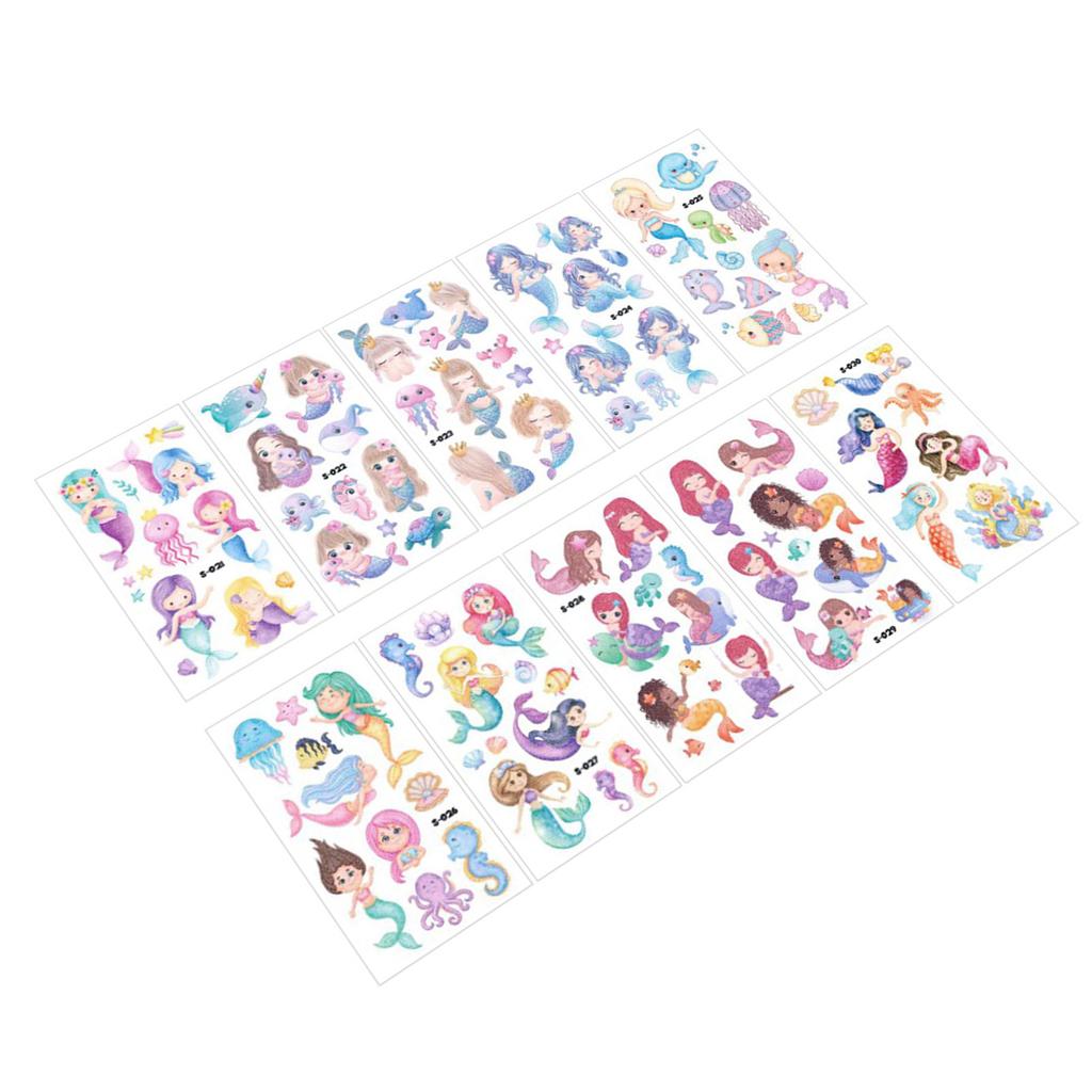 10pcs Glittering Tattoo Sticker Animal Shape Waterproof Glitter Temporary Tattoo Patch for Children