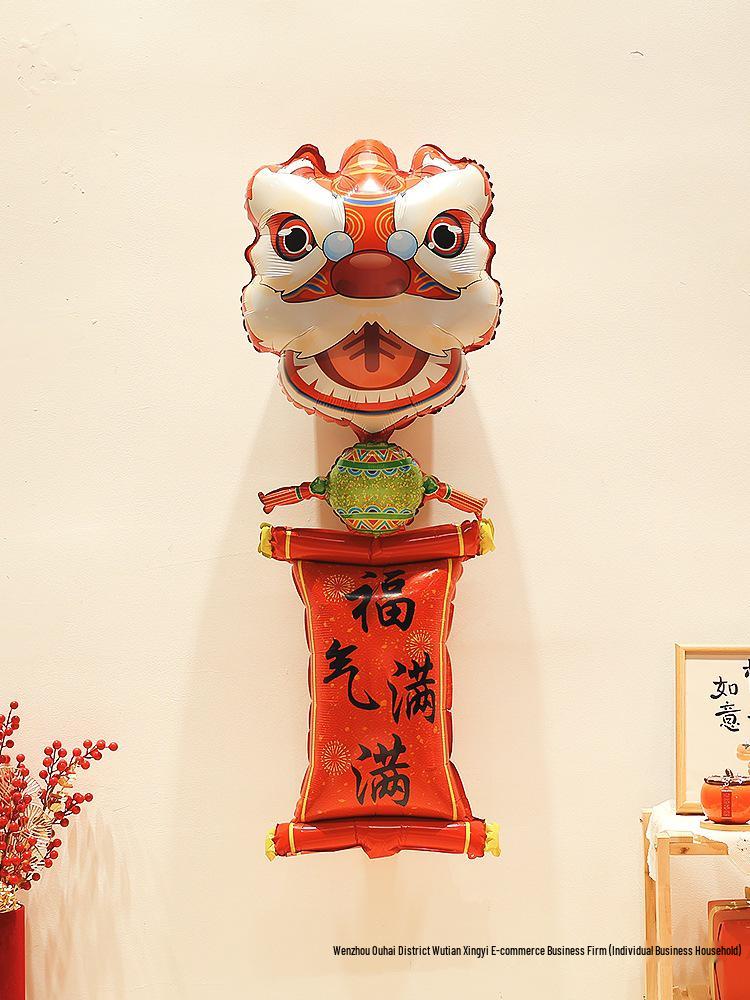 Lion Dance Balloon Decorations for Baby's Full Moon, First Birthday & Festive Photo Props