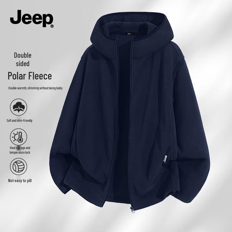 

JEEP Men s Hooded Windproof Thickened Fleece Lined Jacket 3XL