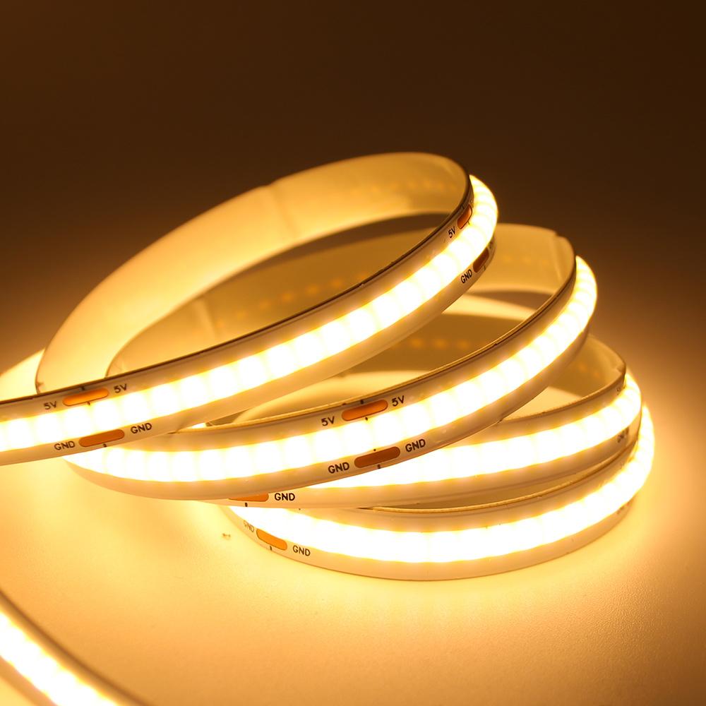 New 5V USB COB Strip Light 320Leds/m Warm Natural White Cabinet Lamp Night Lighting Flexible LED Ribbon Stripe DC5V TV Backlight
