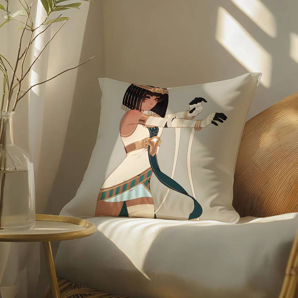 Ancient Egyptian Art Pillow Case Silky Elegant Comfort Sofa Bed  Invisible Zipper Beach Pillowcase