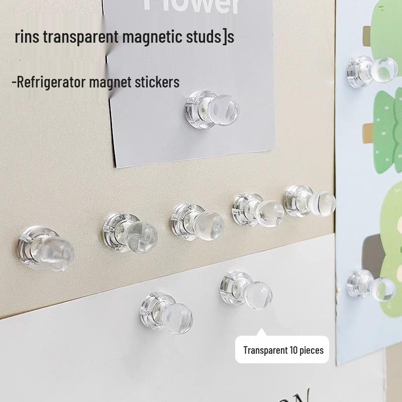 Clear Magnetic Pushpin Fridge Magnets: Small Nail-Like Transparent Message & Photo Holders