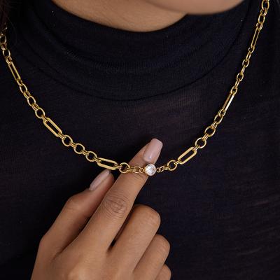 Classic 18K Gold Belt White Zircon Chain Handmade Chain Necklace Jewelry