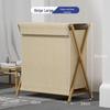 Solid Wood Foldable Laundry Hamper: Large, Durable Storage Basket for Clothes in Laundry Room or Bathroom.