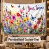 Butterfly (64) Theme Personalized Tapestry Custom Name Text Wall Hanging Tapestry Home Background Decoration