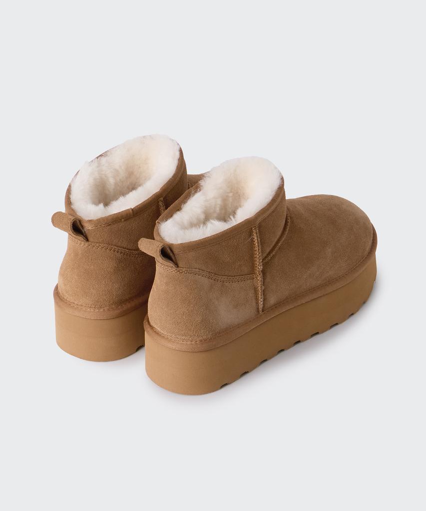 Musinsa Standard Woman Winter Pug Platform Short Boots [Light Brown]