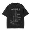 Artemis II Maanmissie Gewassen T-shirts Streetwear Hip Hop Mode T-shirt T-shirts voor Mannen Vrouwen Korte Mouw High Street Zomer