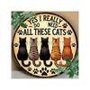 Round Metal Cat Poster Wall Art Home Decor Sign