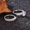 Huitan AA Round Cubic Zirconia 2Pcs Set Rings for Women Luxury Silver Color Wedding Accessories Modern Able Jewelry