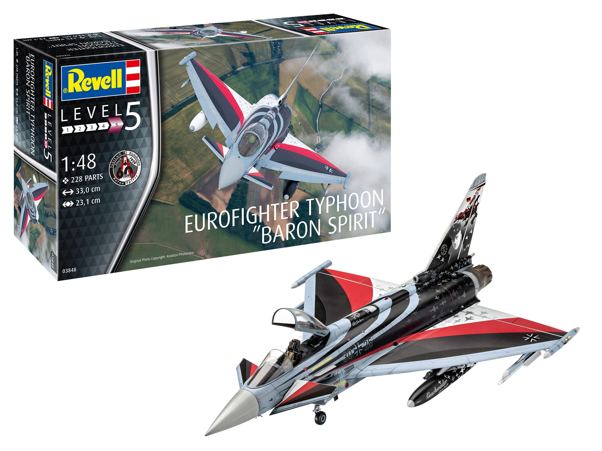 

Немецкий Revell масштаб Немецкие ВВС Eurofighter Typhoon Baron Spirit пластиковый набор 03848 1/48