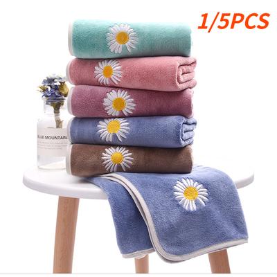 1/5PCS Fashion Style Small Daisy Embroidered Household Towel Thickened and Absorbent Adult Men and Women's Towel Thickened and Soft Face