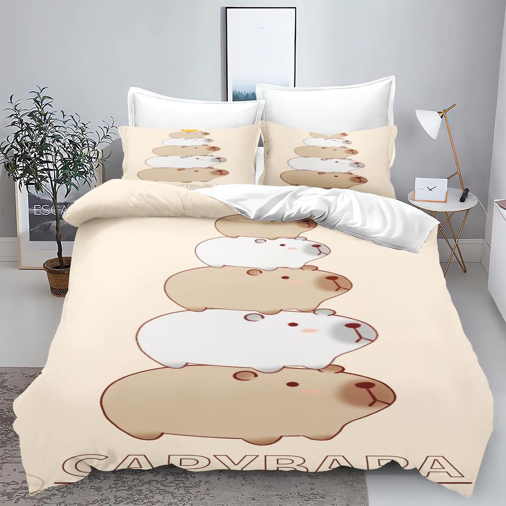 New 3d Print Kawaii Animal Capybara Bedding Set Boys Girls Twin Queen Size Duvet Cover Pillowcase Bed Kids Adult Home Textiles