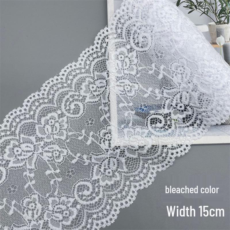 15cm Colorful Soft Elastic Lace Trim for Lingerie and Skirt Hem
