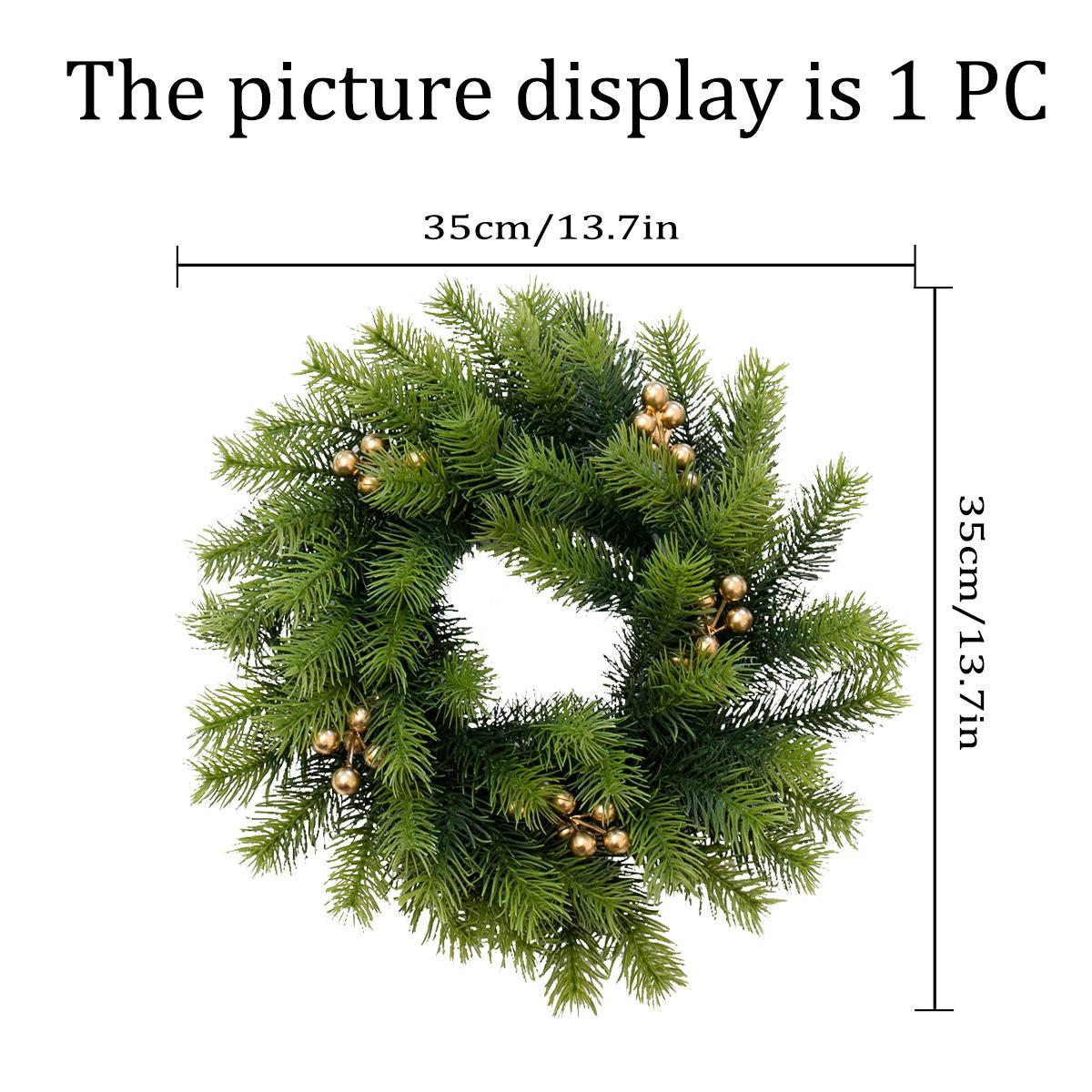 

Рождественский венок для подвешивания на дверь, реалистичный сосновый искусственный декор из зелени с мягкими резиновыми ягодами, пенопластовый праздничный оконный венок