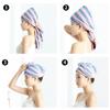 Hair Drying Cap Towel Absorbent Thickening Household Items Bathroom Bathing Dry Hair Cap Striped Shower Cap Soft Headscarf