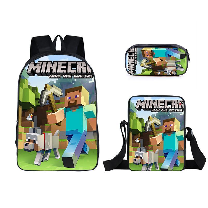 Minecraft Cartoon Game Character Printed Children Large Capacity Backpack