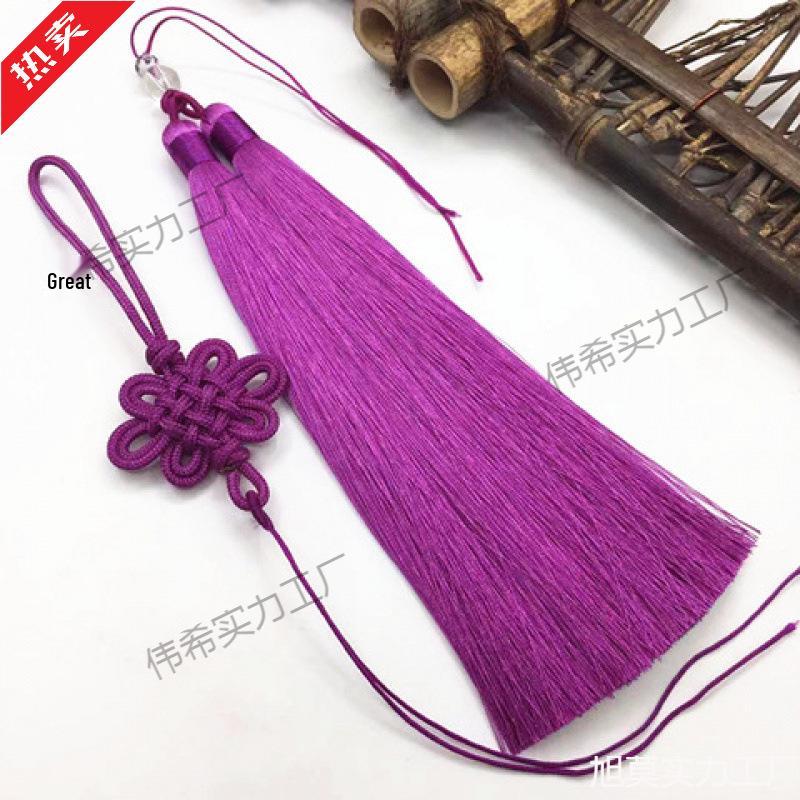 Handmade Chinese Knot Car Pendant with Double Rayon Tassels - Year of the Horse Design