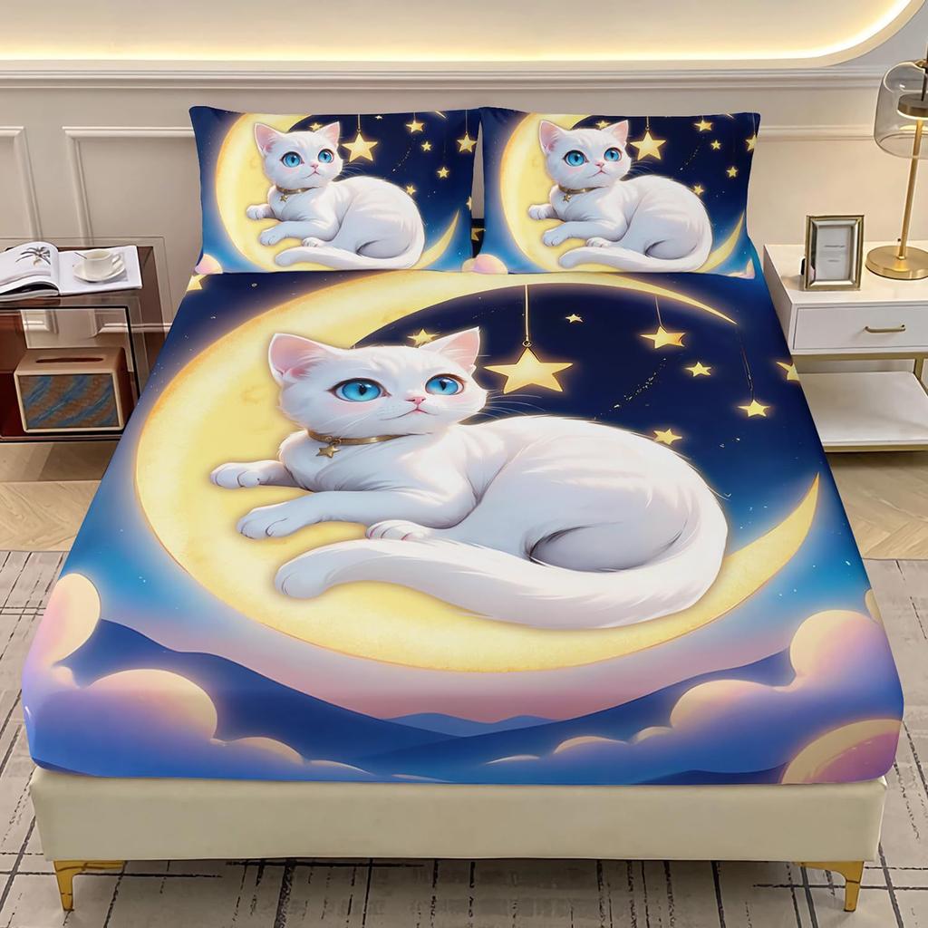 Astronaut Cat Pattern Bed Hat Three-Piece Digital Printing Bedding Bed Hat Three-Piece Set Children Adult